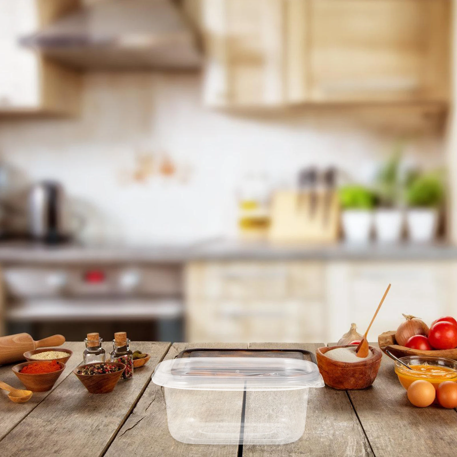 

12pcs 280Ml Disposable Food Containers Rectangular Plastic Lunch Stackable Leakproof For Meal Prep Storage Bento Mini Lunch