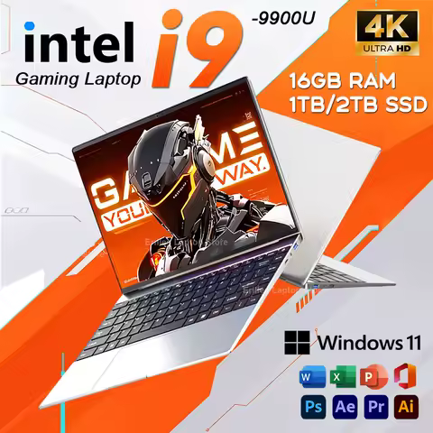 14.1 inch Potrable Laptop Computer Windows 11 Pro Intel Core i9 9900U Gaming laptops 16GB RAM 4K 1TB 2TB SSD Notebook PC Gamer