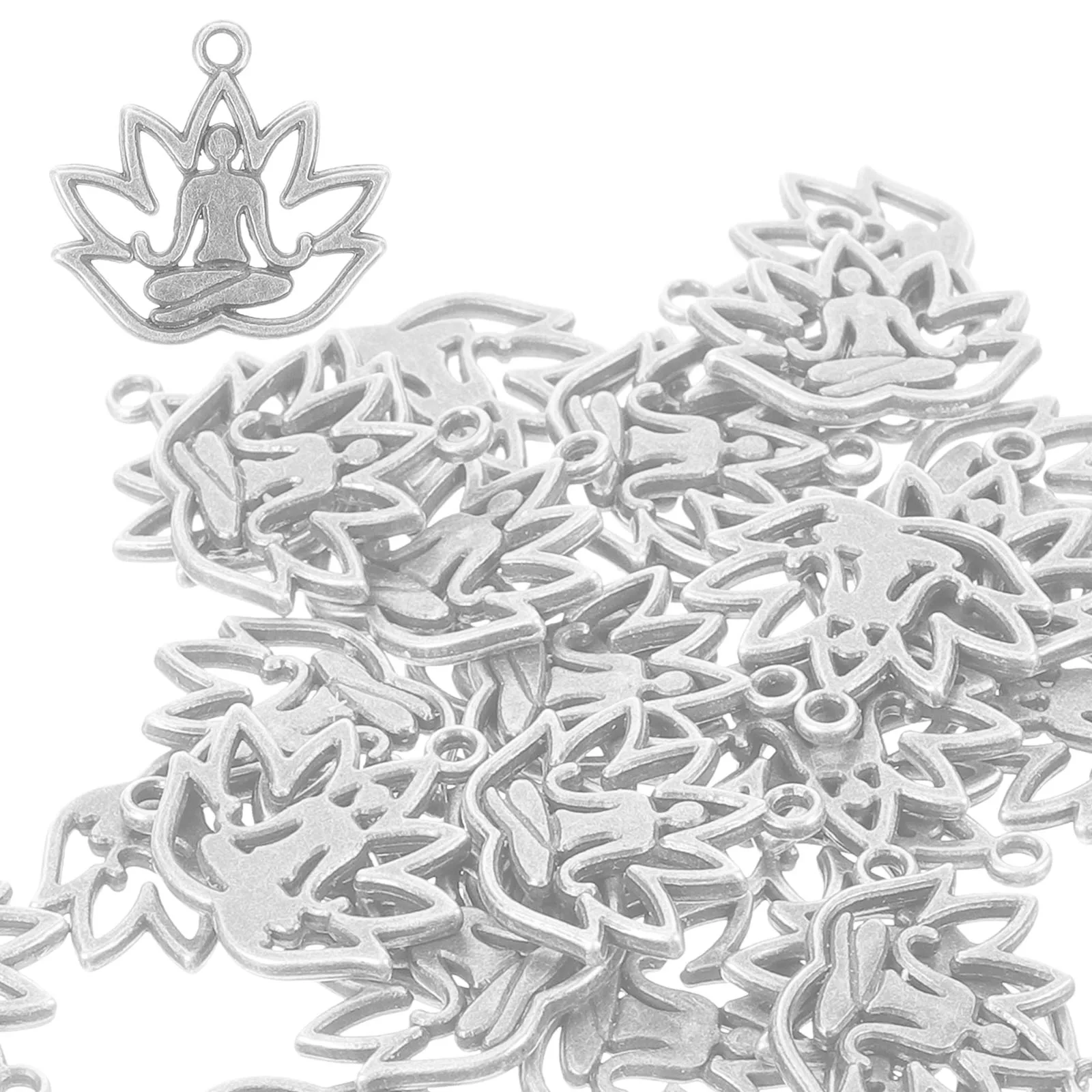 

100 Pcs Guanyin Pendant Flower Cage Pendants Crafting Charm Jewelry Alloy Prayer The Flowers Mixed Charms Silver Office