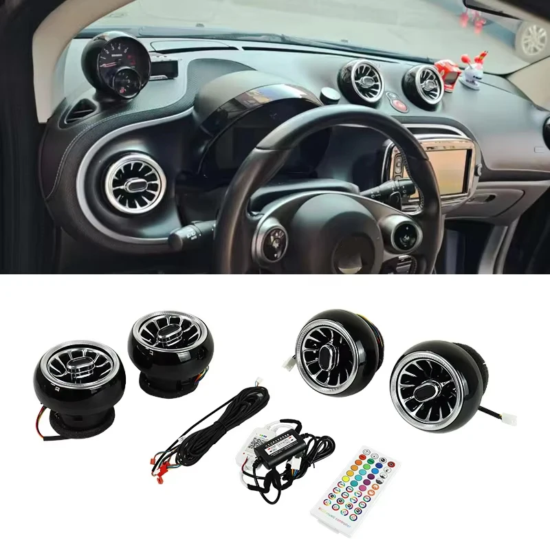 

Car Accessories Front Dashboard LED AC Air Condition Vent Outlet Turbo Interior Trim For Mercedes Benz Smart