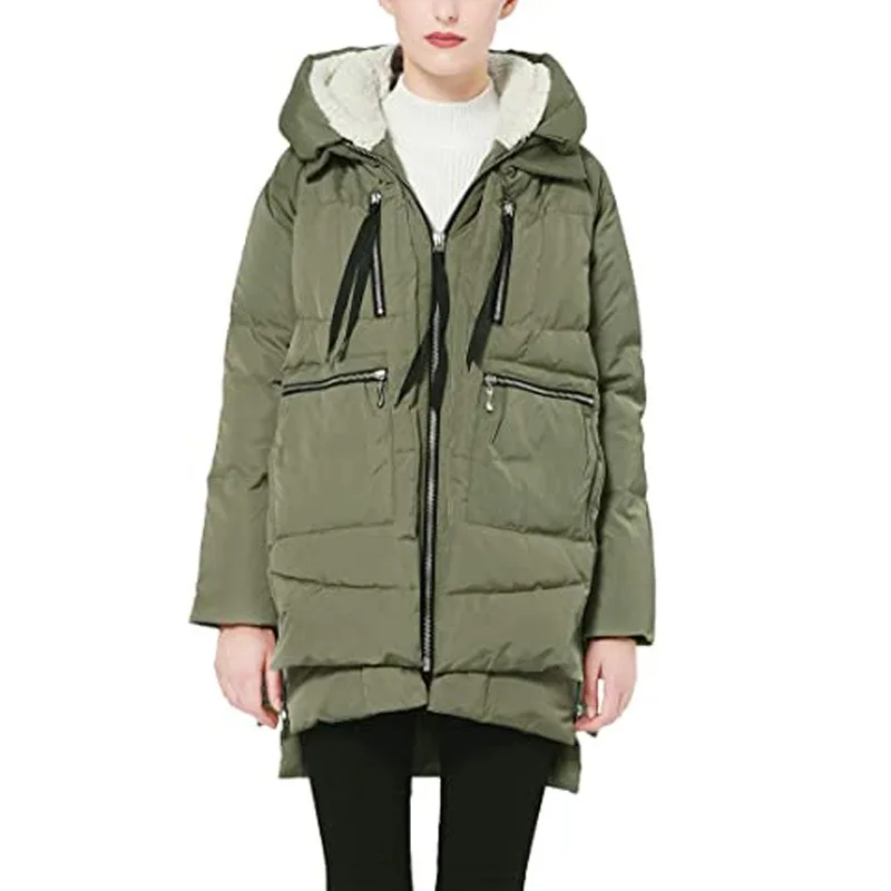 Chaqueta de algodón con capucha y Bolsillo grande holgada de longitud media europea y americana nuevo en Stock abrigo Amazon ropa de mujer de comercio exterior