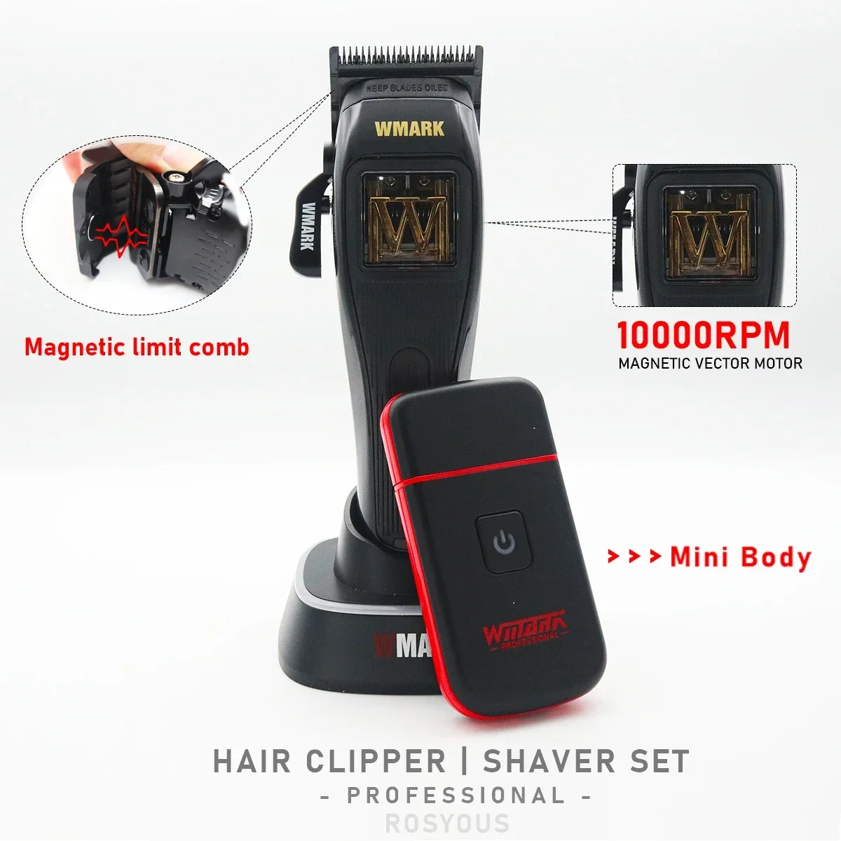 WMARK NG-X1 NG-7901 Professional Barber Shaver Kit Mini Men's Titanium Blade Razor 3 Color Cover Magnetic Motor Hair Clipper