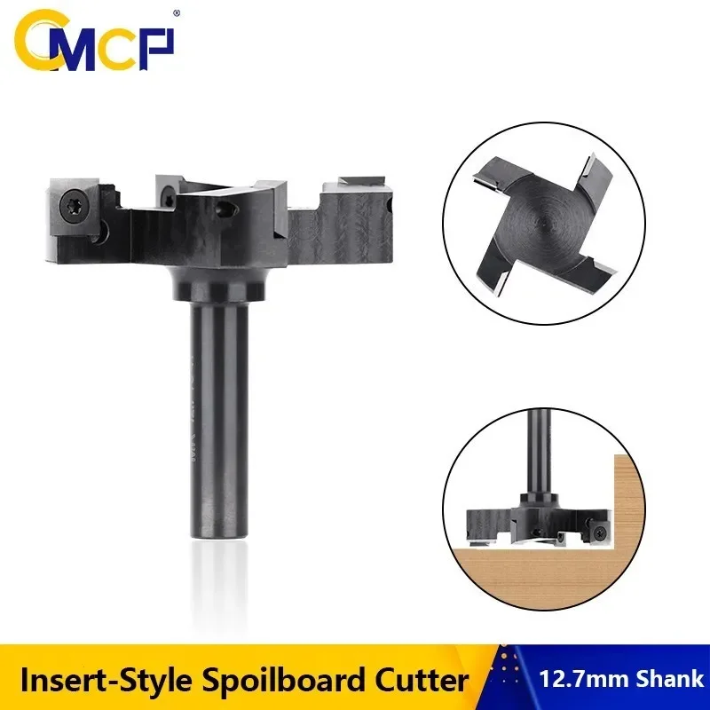 

CMCP 1pc 1/2" Shank Face End Milling Cutter Replaceable Blade Planing Bit CNC Spoilboard Surfacing Router Bits For Wood