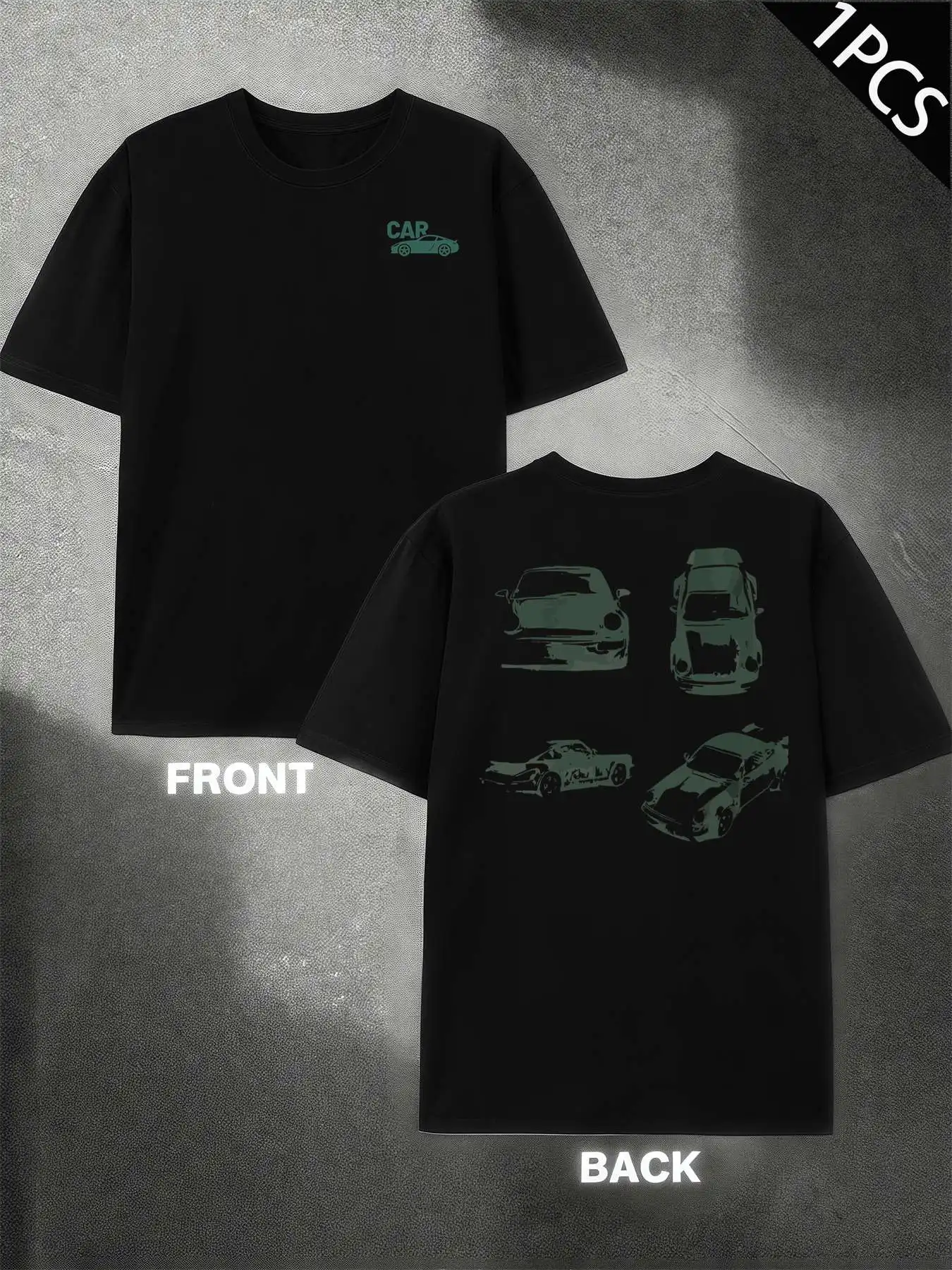 

Car Graphic Tee Menswear Top Men's Double-Sided printed Fashionable Casual Crew Neck 220gsm Pure Cotton T-Shirt