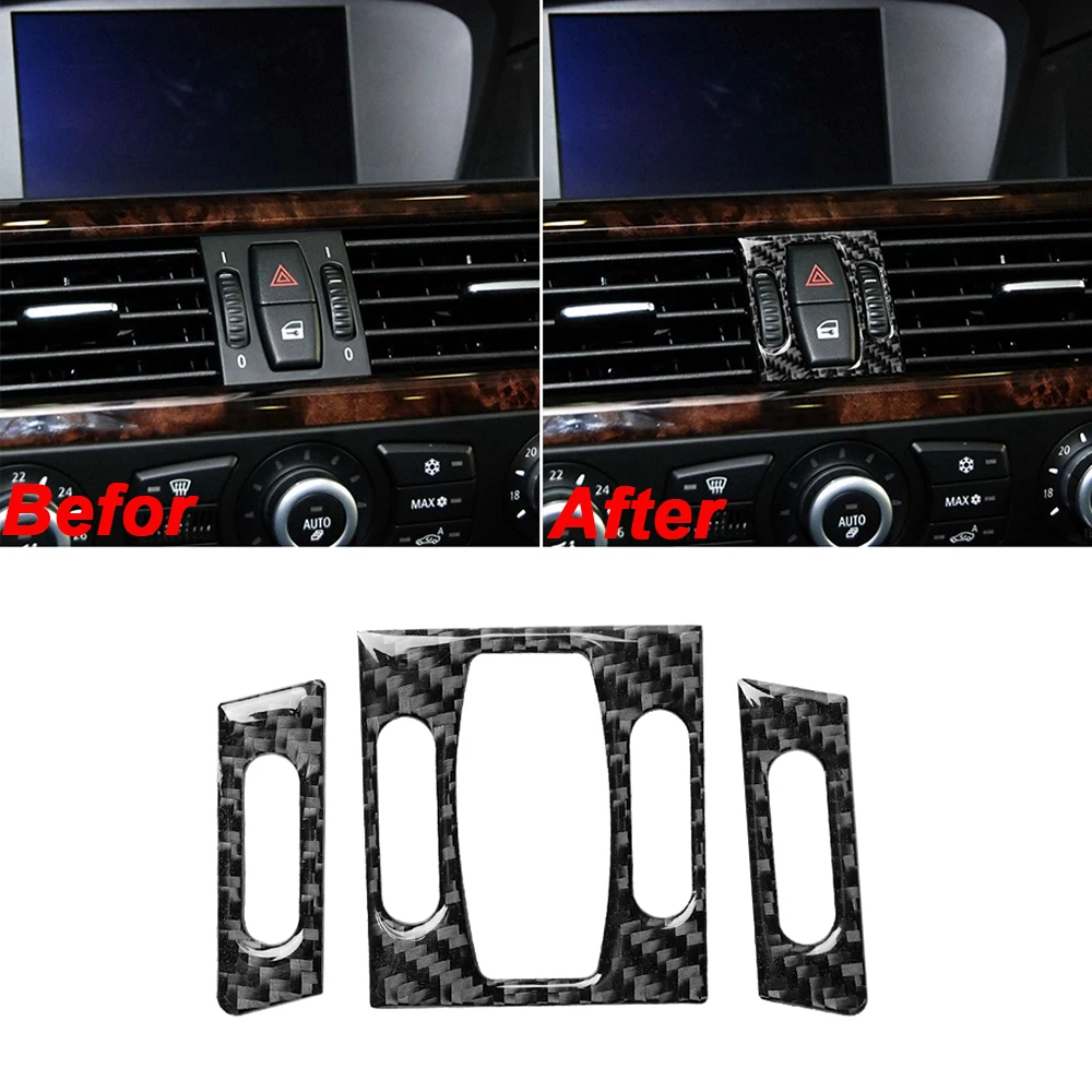 For BMW 5 Series E60 E61 2004 2005 2006 2007 2008 2009 2010 Carbon Fiber Car Interior Center Control Air Vent Outlet Cover Trim