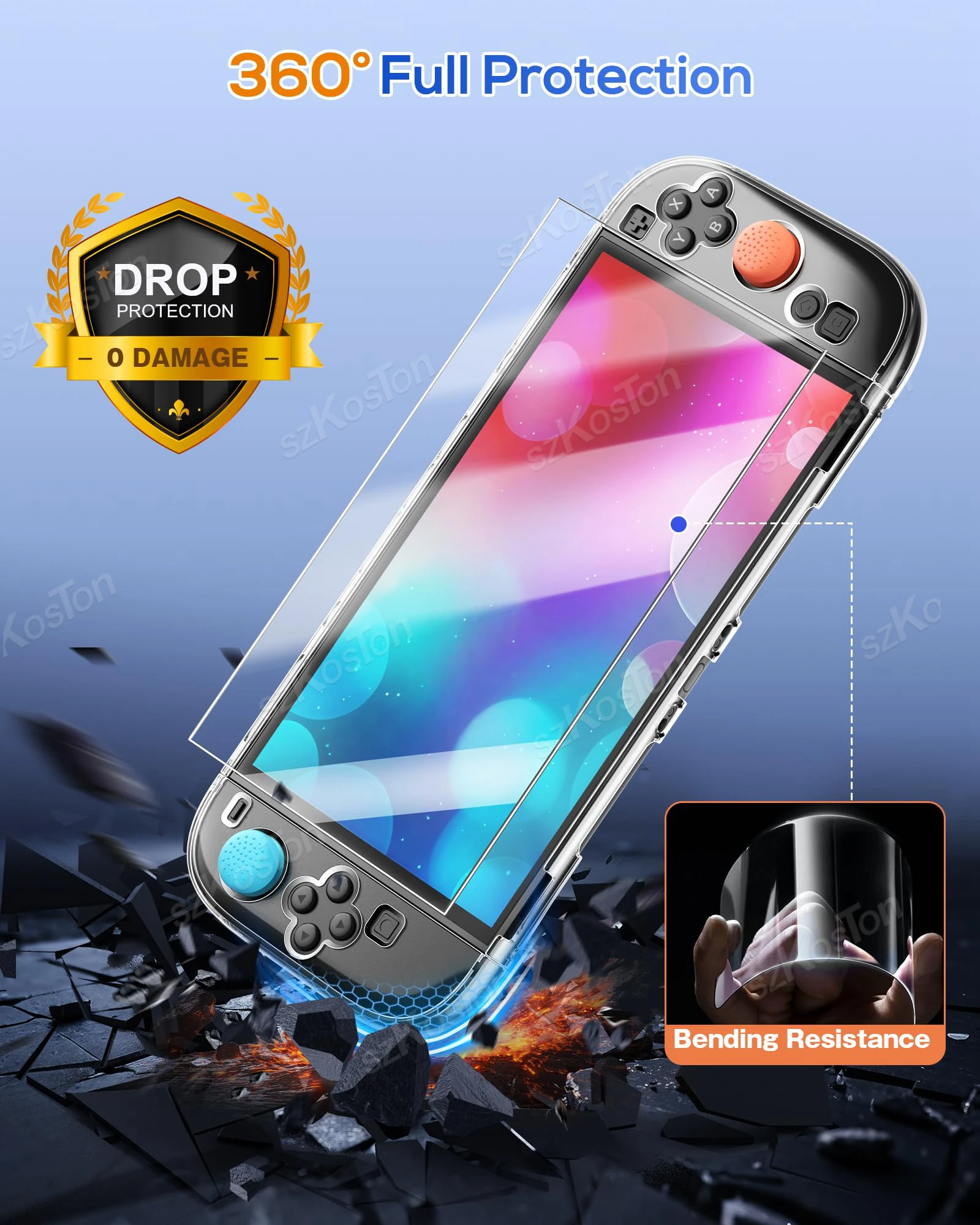 للتبديل 2 Joy-Con 3 في 1 واضح PC واضح قشرة صلبة الجلد مع واقي للشاشة الإبهام القبضات لمجموعة ملحقات Switch2