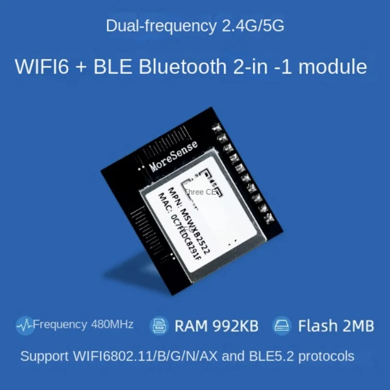 Dual-band two-in-one module, ultra-low power consumption, onboard dual antenna, serial port transparent transmission