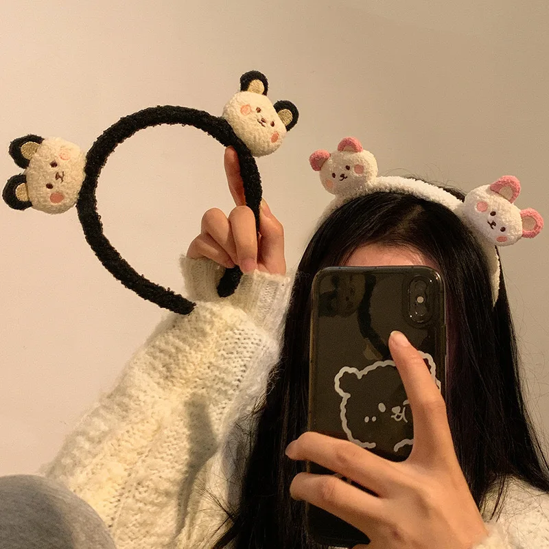 Sweet Bear Plush Spa Headband - Soft Fuzzy Hair Hoop Makeup & Skincare for Women & Teens