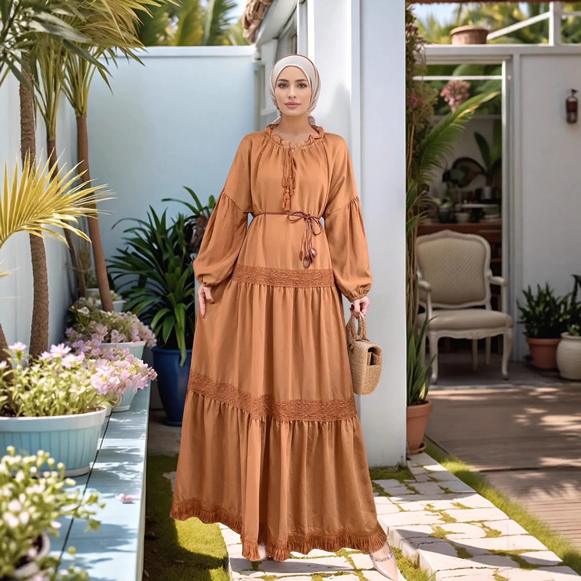 

Этнические вышитые абайи для женщин: Дубайская абайя, мусульманское праздничное платье, богемная исламская одежда, турецкий кафтан, кружевная джалабия, роба-платье