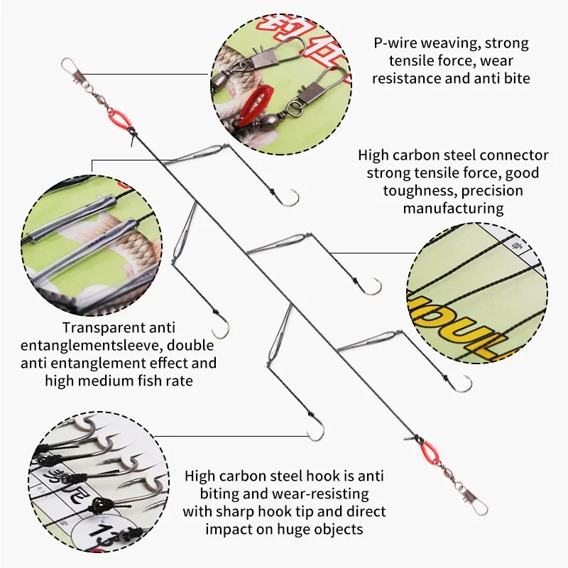 5pc/set of Fishing Hook Ishni High Power Anti Twining Belt, Rubber Tube, String The Hook and Tie The Fishing Group To Marushihai