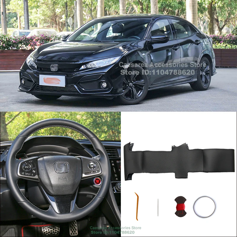 

Сшитый вручную нескользящий замшевый чехол из алькантары из кожи наппа, чехол на руль автомобиля для Honda Civic 10 2021, аксессуары для интерьера