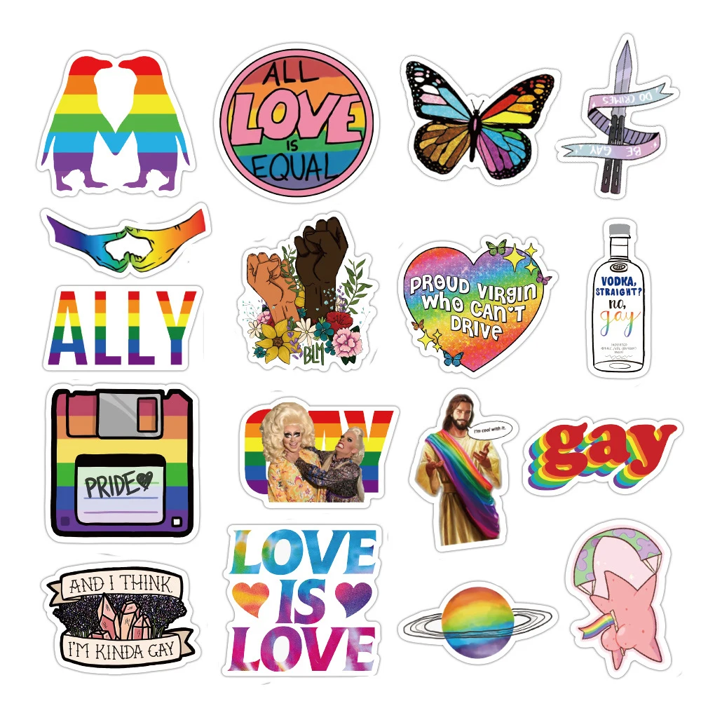 10/30/50pcs Colorful Rainbow LGBT Gay Stickers Decals DIY Motorcycle Laptop Bicycle Suitcase Car Decals Cartoon DIY Sticker Toys