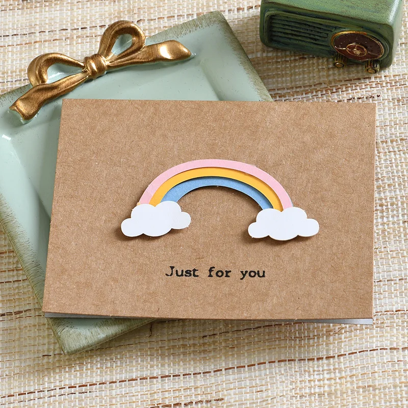 Retro Mini Papel Kraft Etiqueta 3D, Cartão De Aniversário, Cartão De Bênção, Amante Obrigado Cartão, 10Pcs por Saco