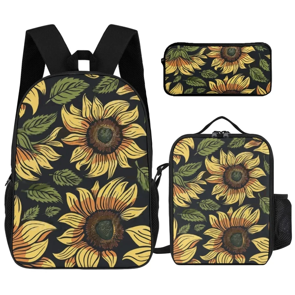 

16in cartoon printed backpack&lunch box&pencil case three piece set, lightweight material easy to wipe, suitable for school use