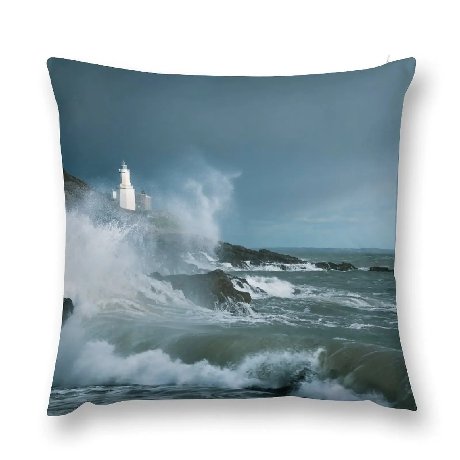 Storm Doris Bracelet Bay, Mumbles, Gower, South Wales. Throw Pillow Pillows Aesthetic Luxury Cushion Cover pillow