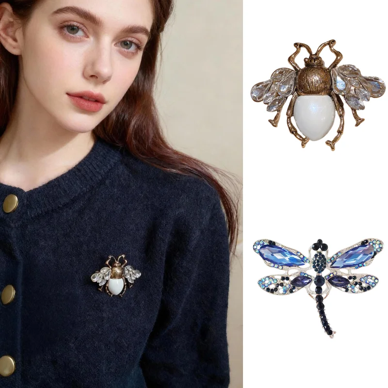 ريترو بي كريستال تقليد اللؤلؤ بروش للجنسين ملابس الحفلات إكسسوار فريد ورائع على شكل حيوانات مجوهرات مميزة #1