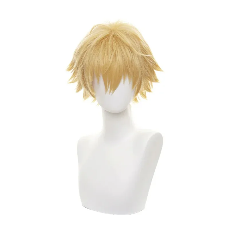 New Chainsaw Man Denji Wig Cosplay Costume Golden Short Heat Resistant Synthetic Hair Halloween
