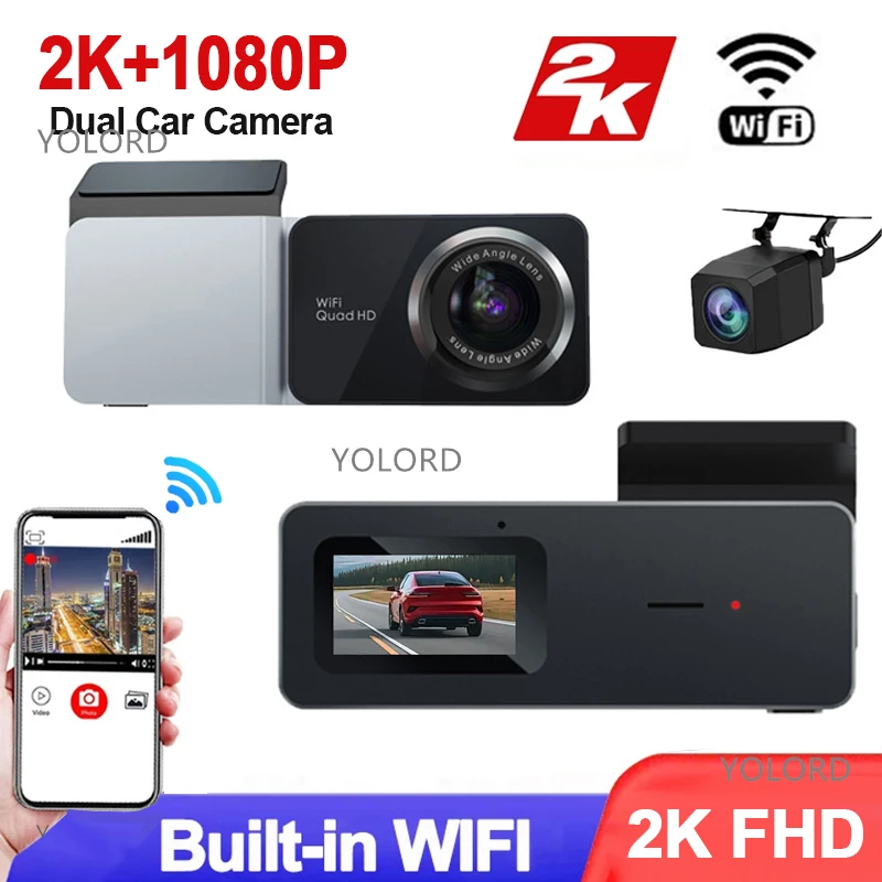 

New Mini Compact 1440P Car DVR Dual Dash Camera Front 2K Dashcam WIFI Wireless Car Black Box Rear 1080P Vehicle Camcorder