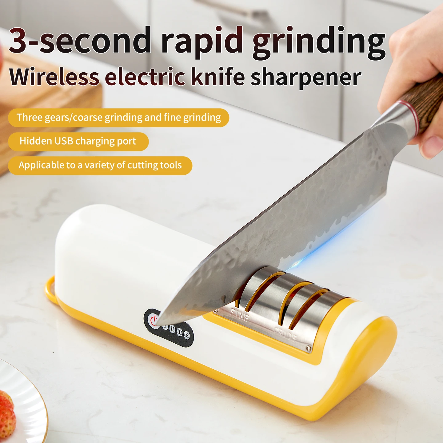 Electric Knife Kitchen Sharpener Multifunctional Automatic Professional 3 Gears Electric Knife Sharpener Kitchen Accessories