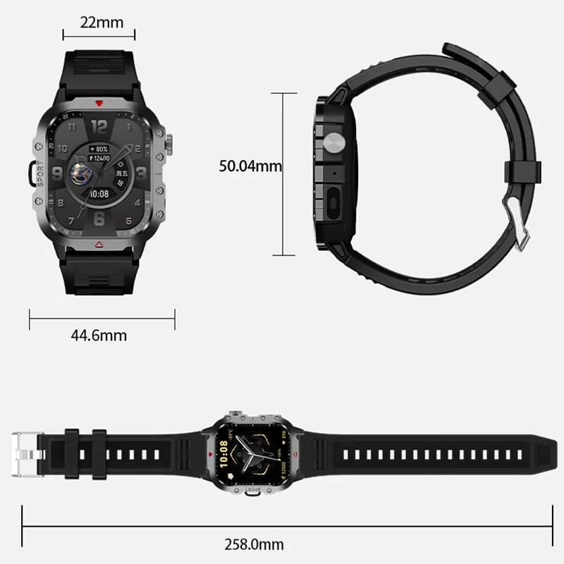 بلوتوث دعوة Smartwatch إلكترونيات العسكرية ساعة ذكية ساعة رقمية الساعات هدايا للرجل امرأة iOS أندرويد Xiaomi 2025 جديد