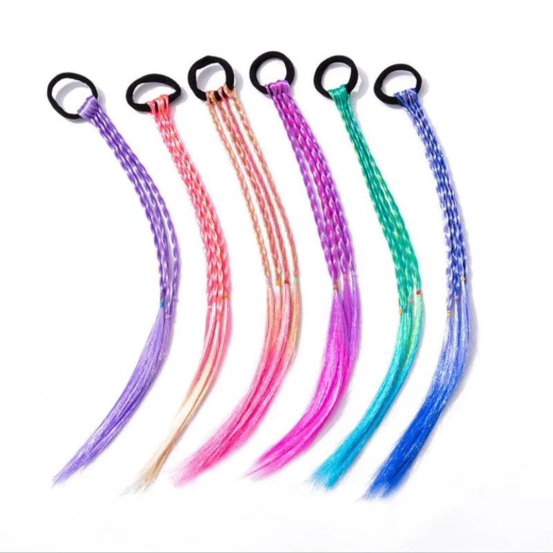 1Pc Rainbow Color Elastic Hair Rope Rubber Bands Hair Accessories For Girls Wig Ponytail резинки для волос Kids Twist Braid Rope