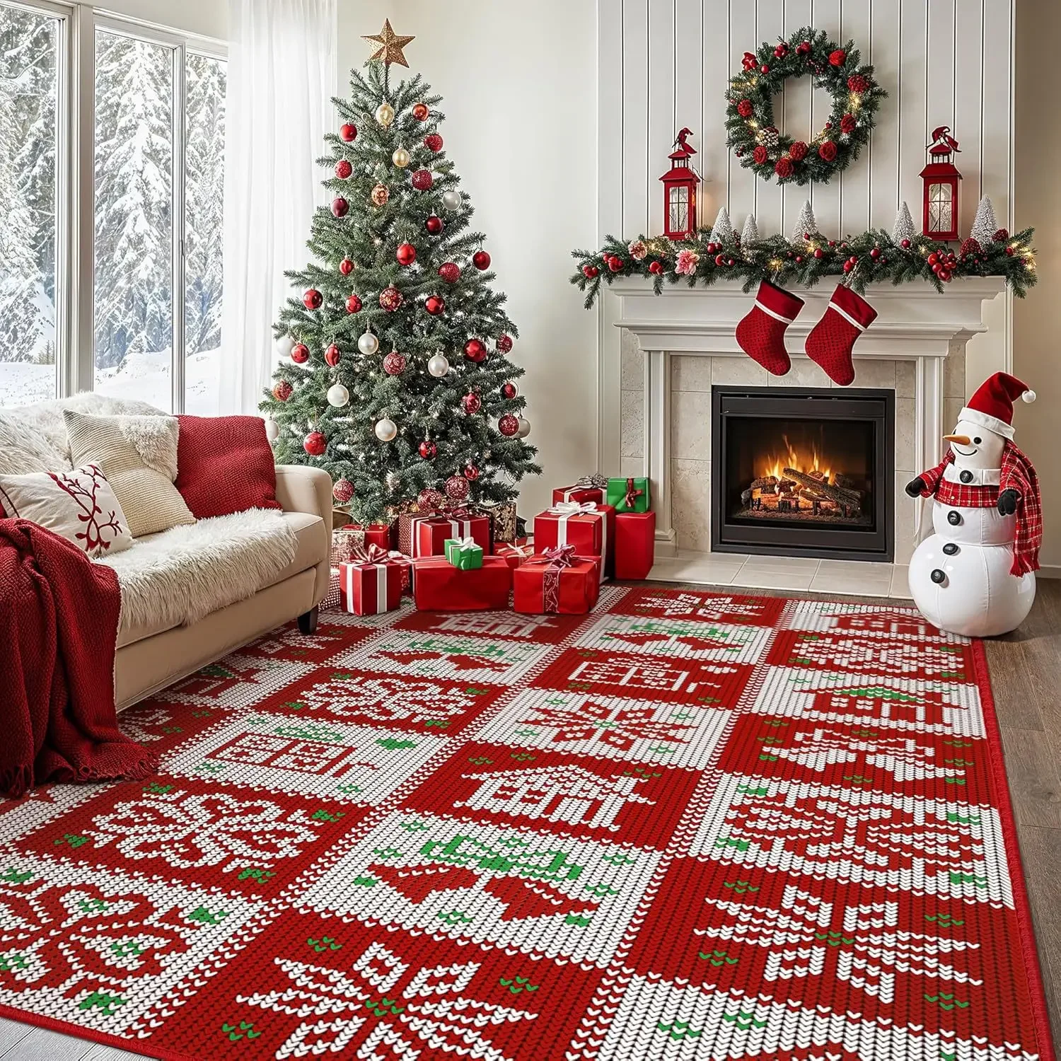 Christmas Deer Carpets for Living Room Bedroom Area Rugs Xmas Outdoor Indoor Welcome Doormat Holiday Christmas Home Decor Carpet - view 6