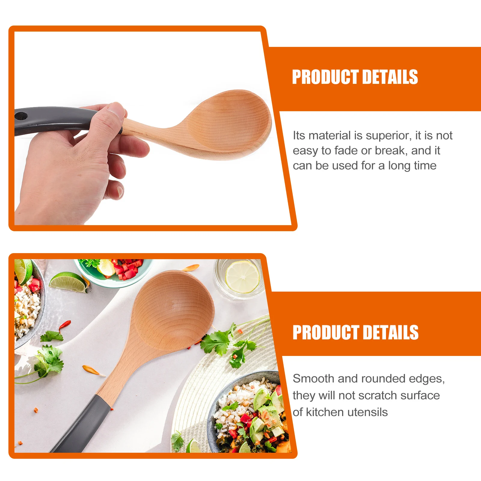 

1Set Kitchen Cooking Utensils Beech Wood Spatula Spoon Heat Resistant Handle Non-Stick Practical Cooking Tool Set