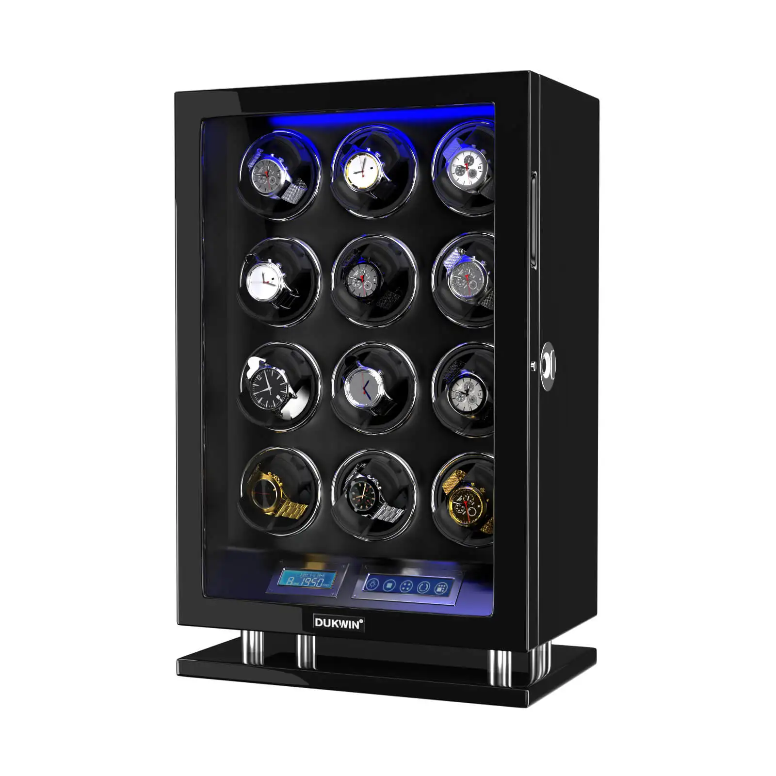 Fingerprint Unlock Automatic Watch Winder with 3/4/6/8/12 slot Touchscreen Remote Control Mabuchi Motor Watch Safe Box