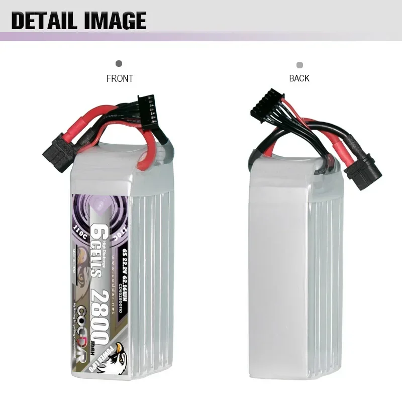 CODDAR 2800mAh 6S 22.2V Lipo Battery 110C With XT60 Plug FPV Power for Frame RC Helicopter Plane Car Accessories