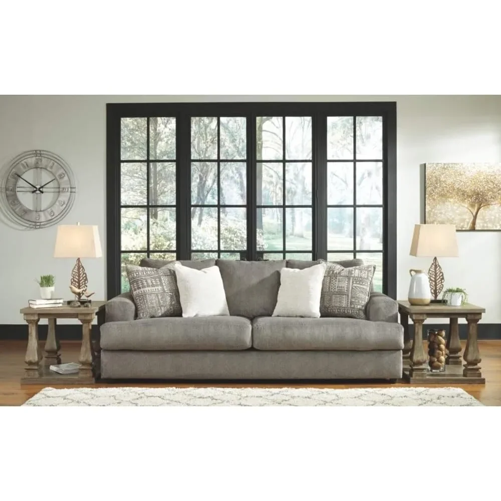 Soletren Contemporary Chenille Sofa with 4 Accent Pillows, Gray sofa set living room furniture  luxury modern sofa