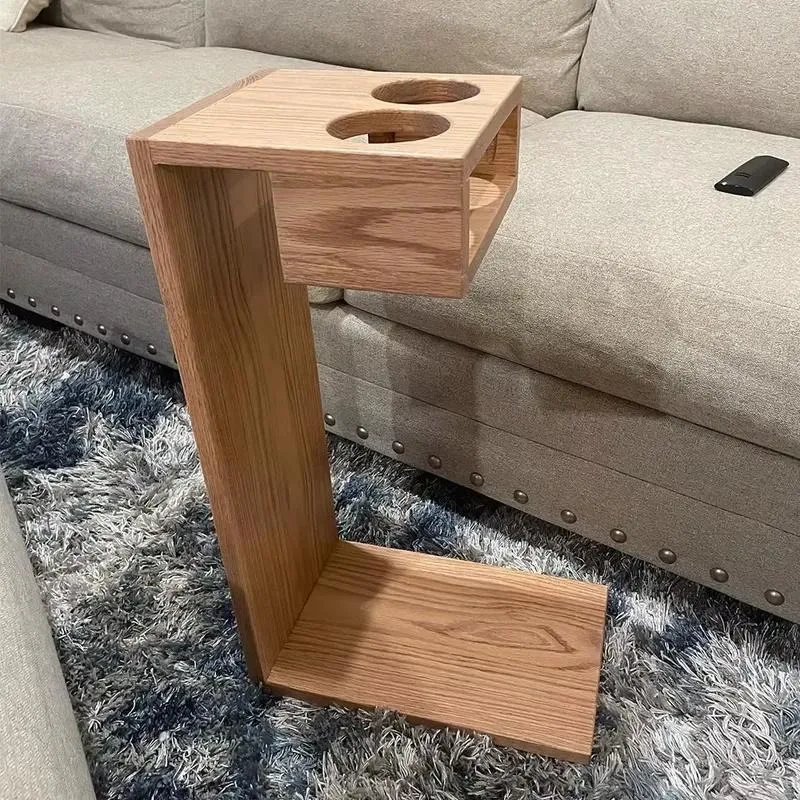 for Bamboo sofa arm serving tray beverage box holder with snack tray and remote control holder for entertaining guests