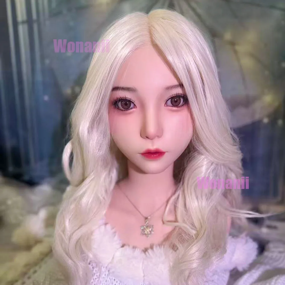 Nuevo modelo de cabeza de silicona, maquillaje exquisito, cabello y cejas trasplantados a mano, puede abrir la boca con dientes y lengua.