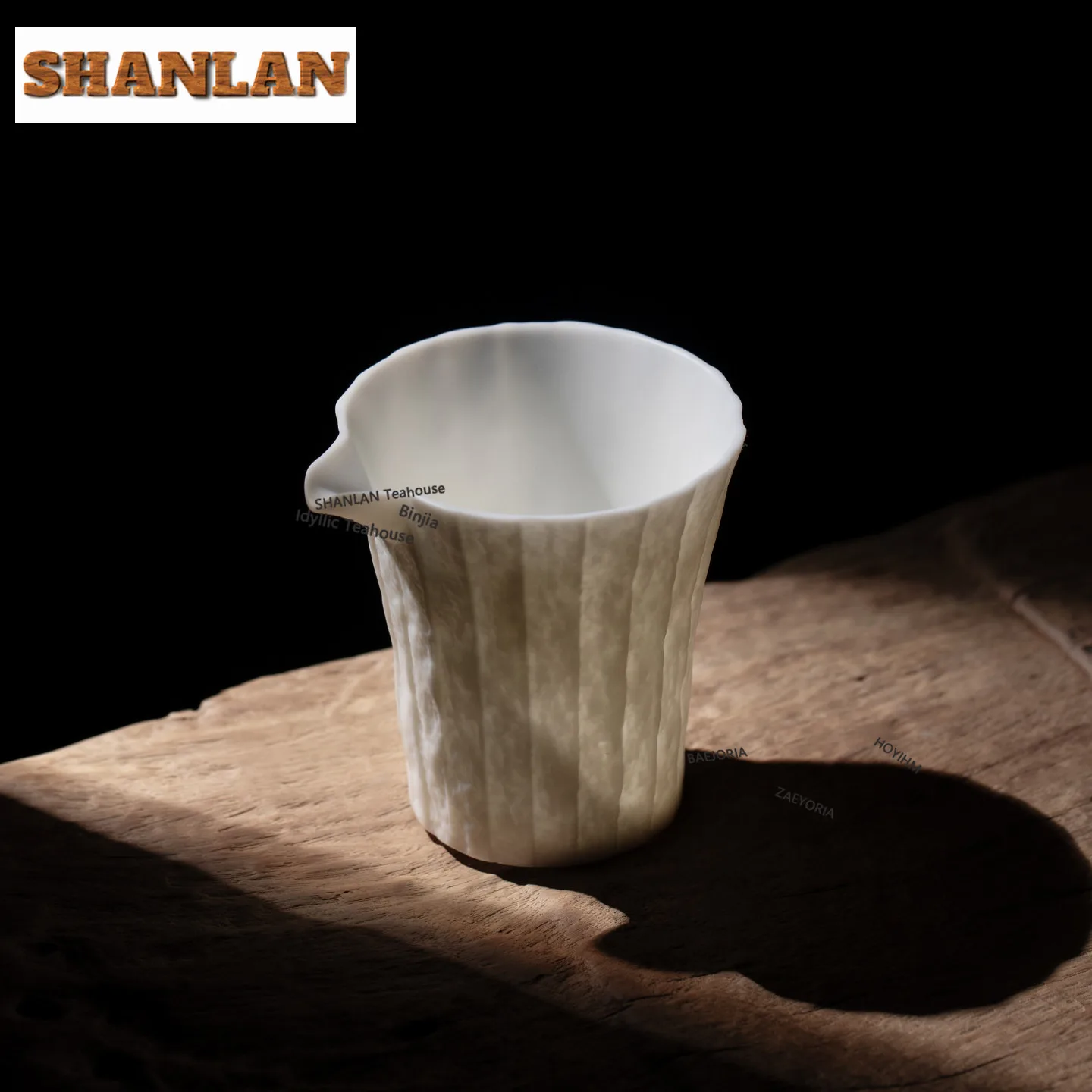 HOYIHM 200ml Sheep Fat Jade Porcelain Stone-patterned Tea Pitcher Pour Tea Cha Hai Dispenser Justice Cup Fair Mug Cafes Supplies