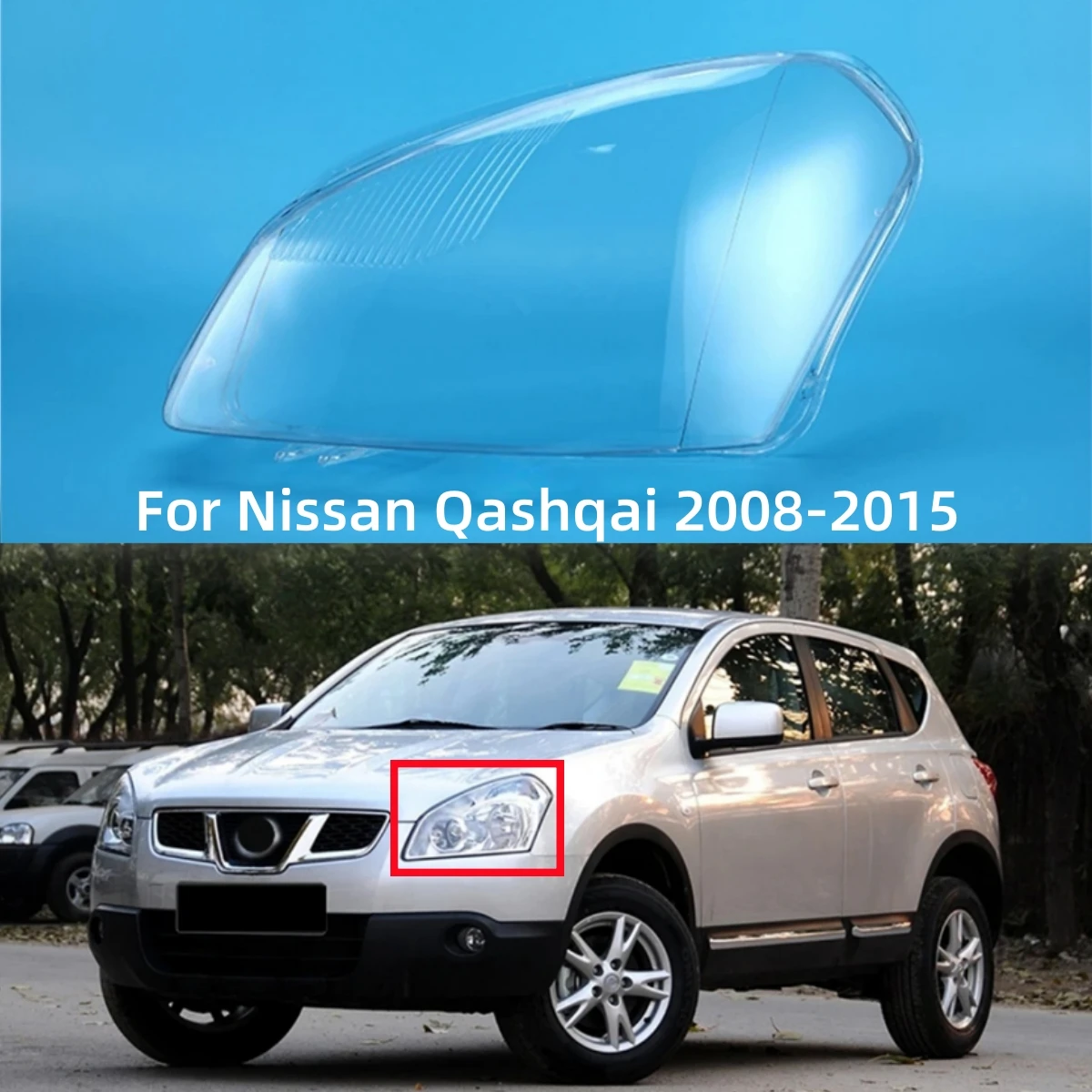 

For Nissan Qashqai 2008 2009 2010 2011 2012 2013 2014 2015 Accessory Cars Front Headlight Cover Replace The Original Lens