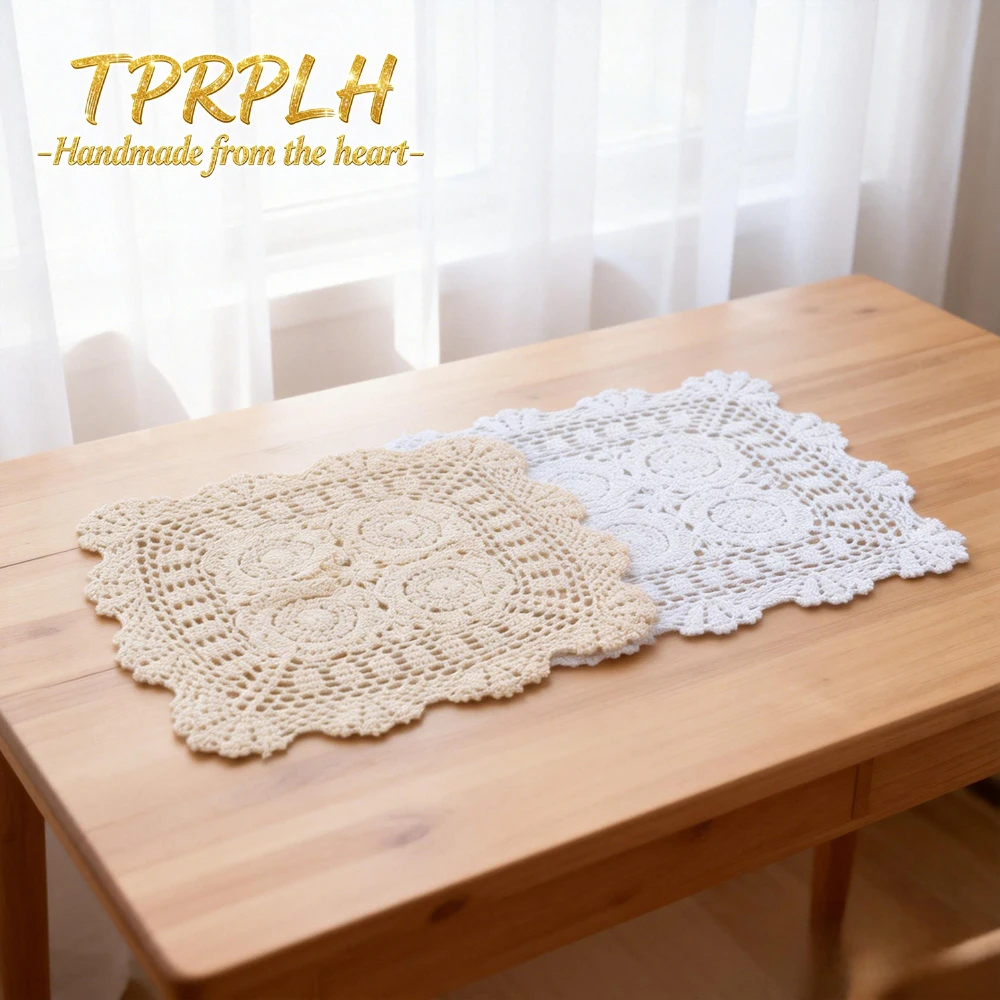 

Скатерть ручной работы из кружева, 40-100 см, винтажная, квадратная, ажурная, для домашнего декора, чехол для телевизора, накидка на диван, реквизит для фотосессий