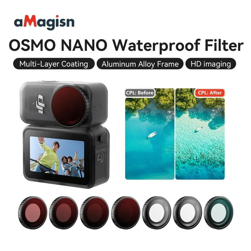 aMagisn Waterproof and Anti-Fog Filter Set for  DJI OSMO NANO Dual-sided Multi-Layer Coating Action Camera Accessories