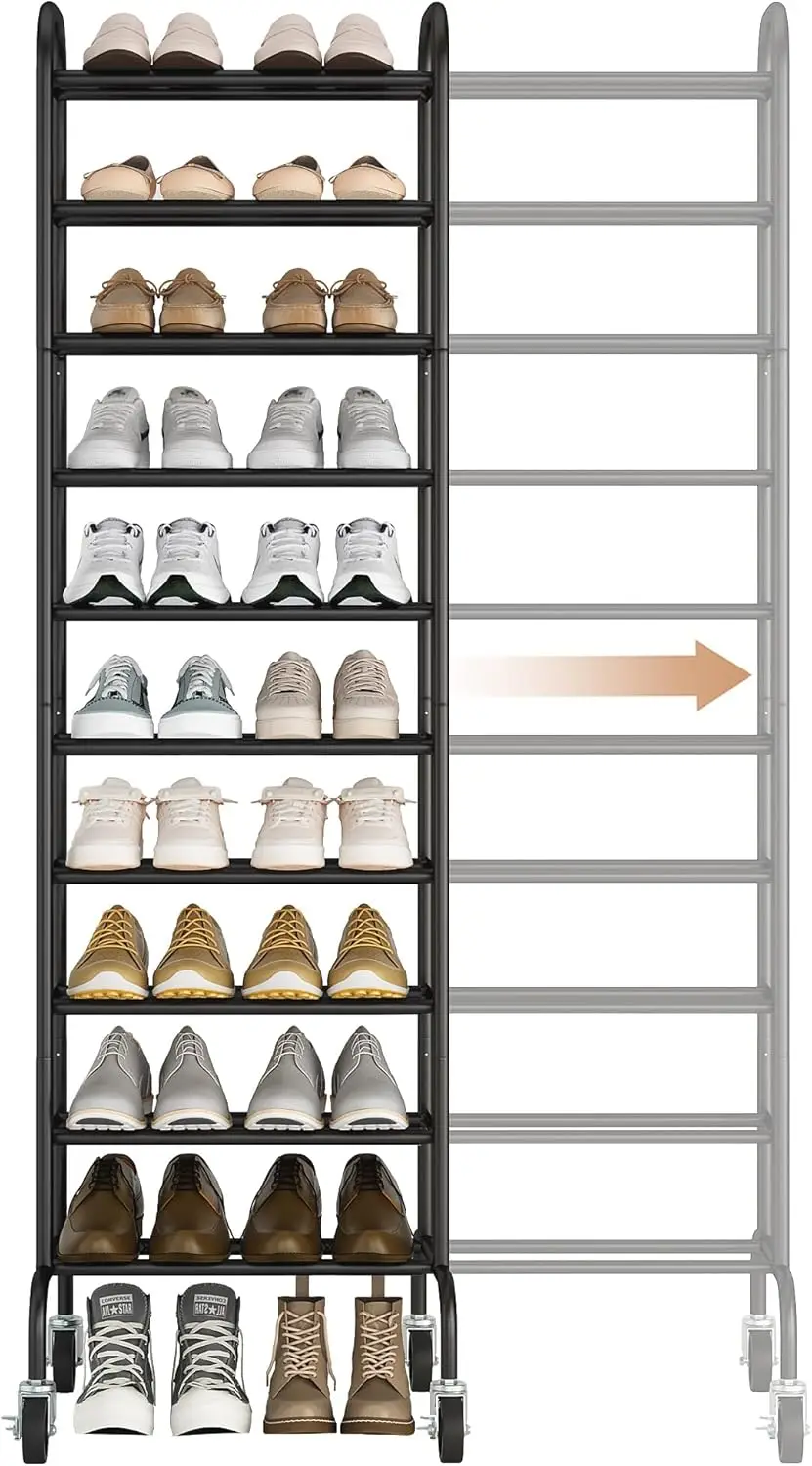

Expandable Shoe Rack, 10-Tier Adjustable Shoe Rack for Closet, Large Shoe Rack Organizer for Entryway
