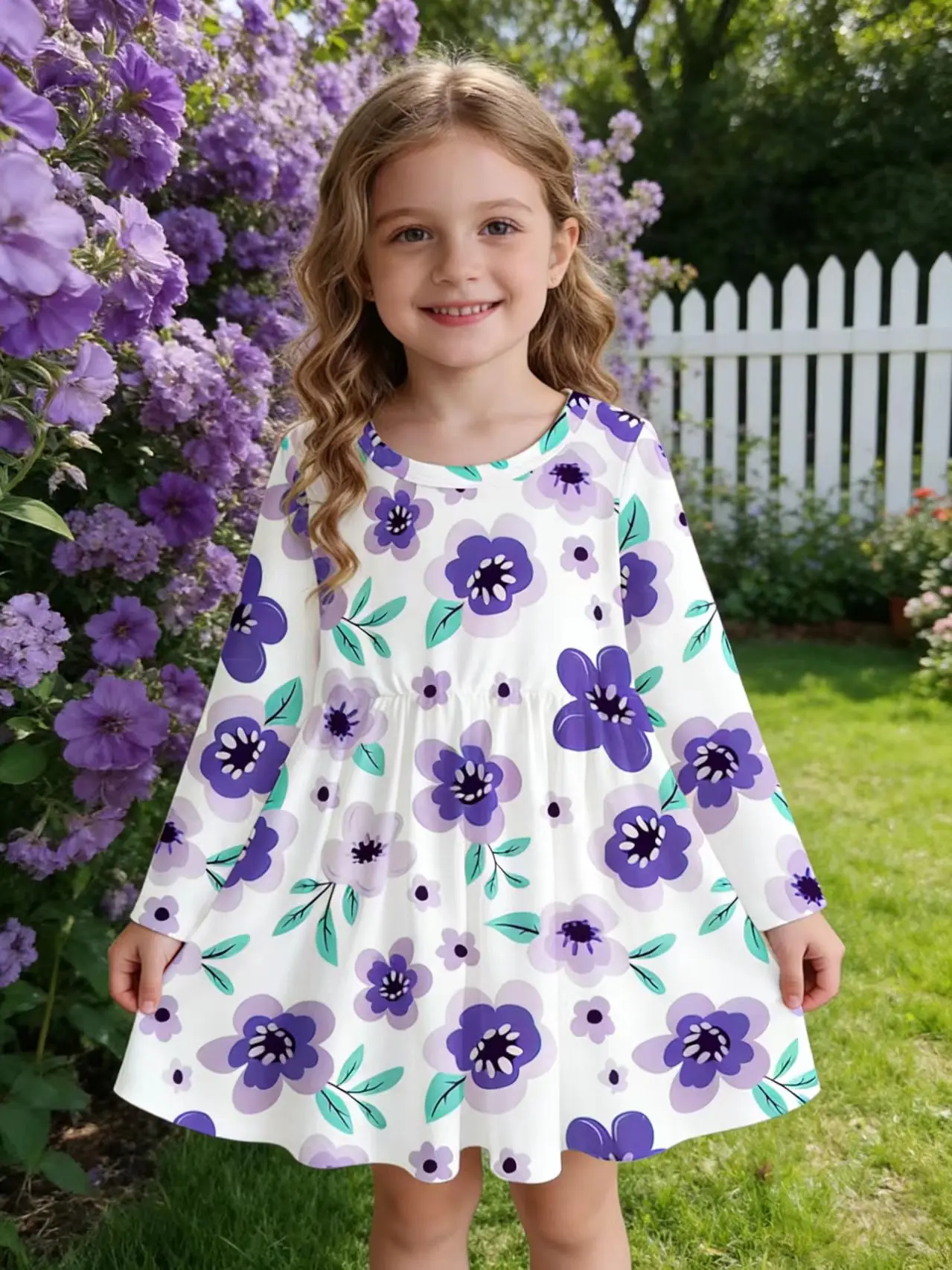 

Новинка 2023 года, платье для маленьких девочек, повседневное платье принцессы с длинными рукавами и цветочным принтом, с рюшами на подоле, весна-осень, детская одежда для детей от 1 до 3 лет