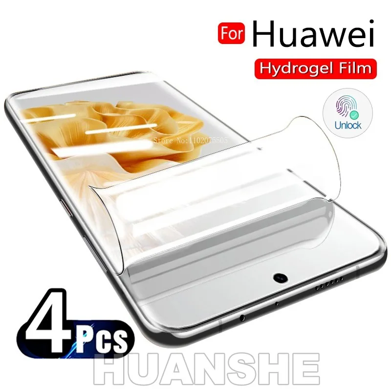 

4Pcs Hydrogel Film Screen Protector for Huawei P60/Pura 70 Ultra/P50 Pro/P40/P30 Lite, Nova 5T/8i/9/10, Mate 20/40/50 Pro