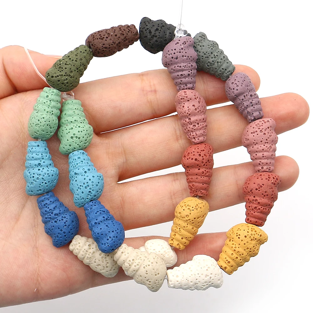Multi-color Dyed Volcanic Rock Spiral Beads 12x18mm Conch-Shaped Straight-hole Jewelry Accessory 1strand DIY Necklace Bracelet
