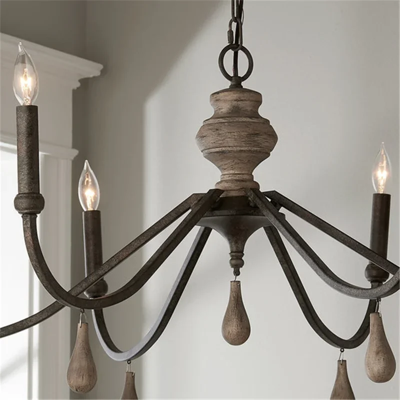 Classic Led Chandelier 6 Heads Retro French Country Living Room Dining Room Bedroom Vintage Chandelier Home Lighting