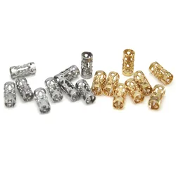 50PCS/lot Stainless Steel Filigree Tube Spacer Beads Gold Plated Metal Beads Charms for Necklace Bracelet DIY Jewelry Making