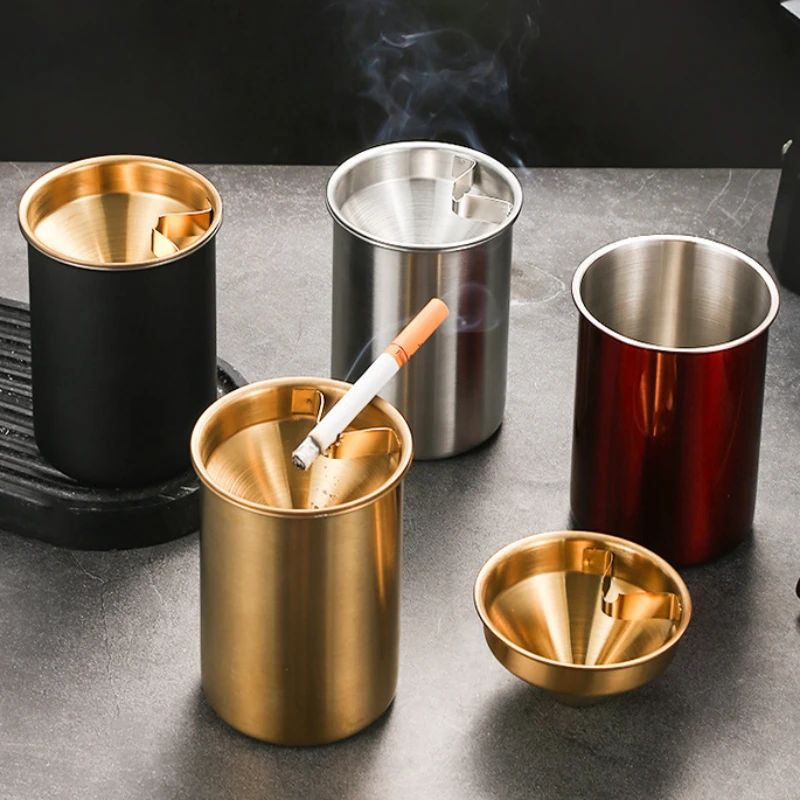 

Detachable Stainless Steel Ashtray Personalized Anti-Fly Ash Smoke Holder Windproof Smokeless Ashtray Office Home Decor