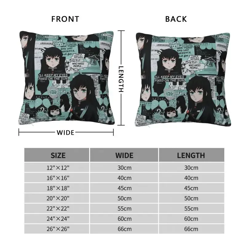 Modern Demon Slayer Muichiro Tokito Collage Sofa Cushion Cover Velvet Kimetsu No Yaiba Throw Pillow Case Home Decor