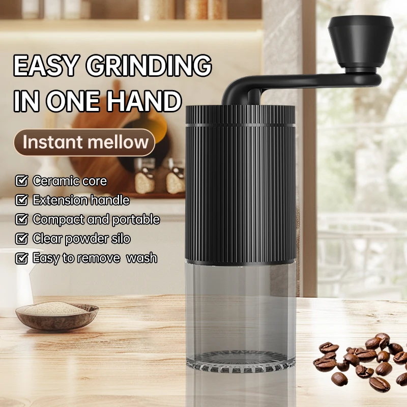 Hand cranked coffee grinder, portable grinder, office outdoor adjustable thickness multifunctional bean grinder