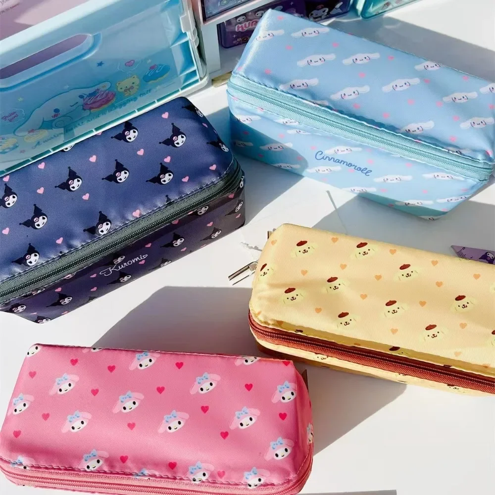 Sanrio-estuche de lápices de gran capacidad, bolsa de cosméticos Kulomi con melodía bonita, lápices escolares, suministros de papelería, festivales, regalo