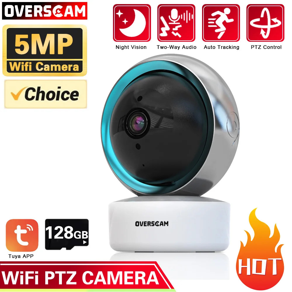 

Tuya Smart Life 5MP Wifi PTZ IP Security Camera Indoor Auto Tracking Wireless CCTV Surveillance Camera 2 Way Audio Baby Monitor