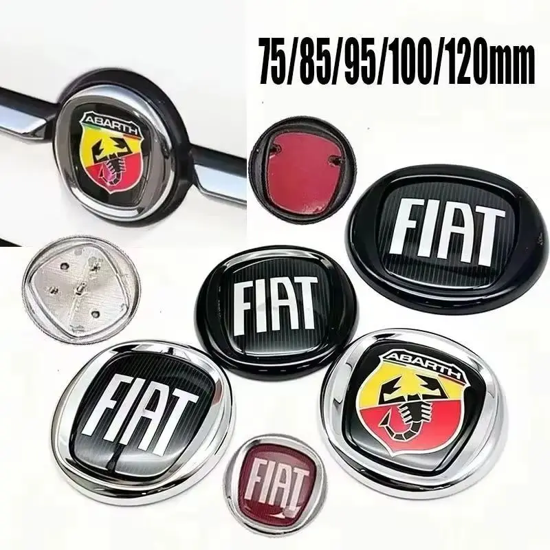 75/85/95/100/120mm ABS for FIAT 500 Panda Pulse Tipo Abarth Mobi Strada 600 500L Car Front Hood Badge Rear Emblem Accessories