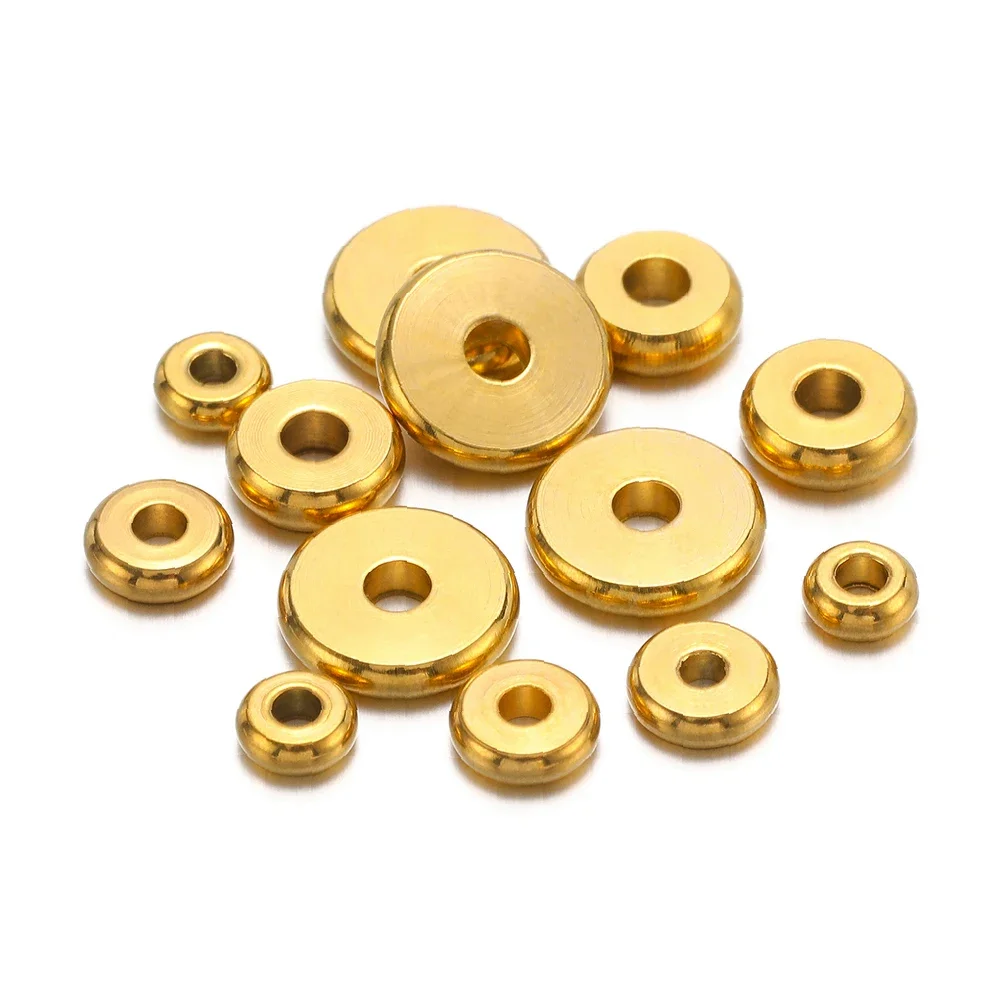 20-50Pcs Stainless Steel Round 4mm 5mm 6mm 8mm Flat Spacer Beads Loose Beads for DIY Jewelry Making Bracelet Necklaces Supplies