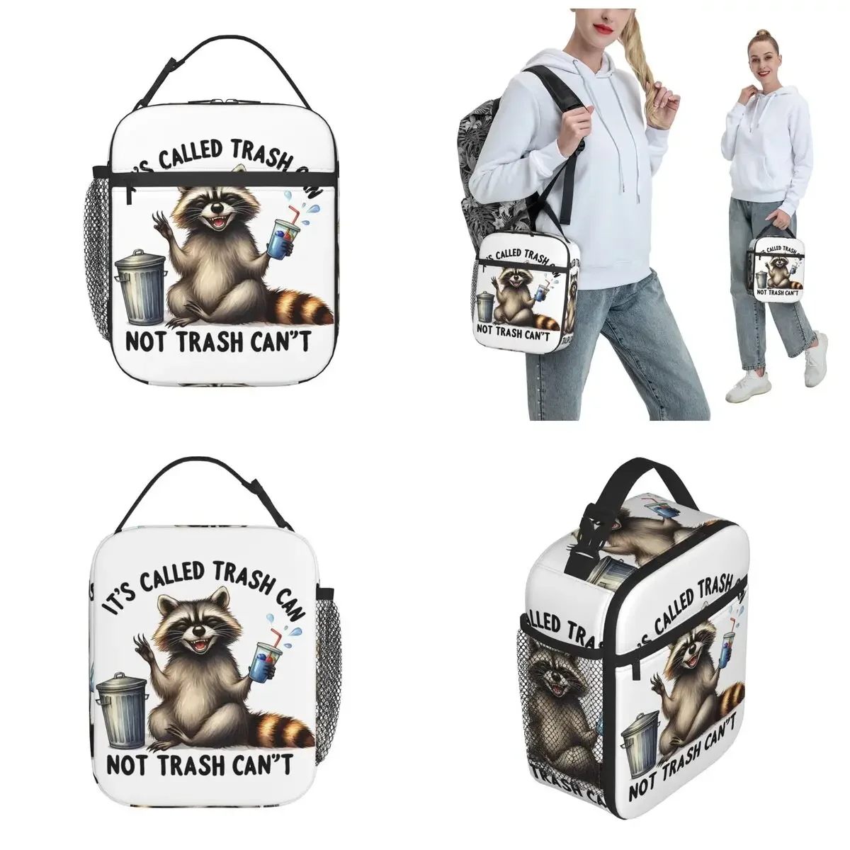 Trash Raccoon Meme Insulated Lunch Bag Raccoons Food Container Bags Portable Thermal Cooler Lunch Boxes For Travel